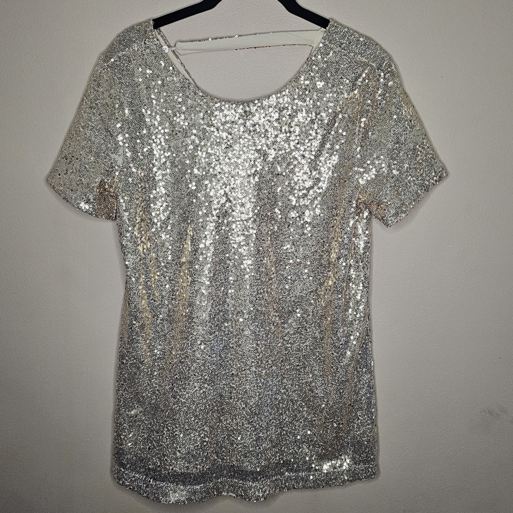 Vanilla Bay Gold Small Sequin Short Sleeve Tee